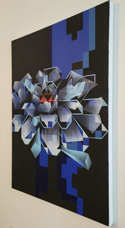 "If Flowers Were Actually Cars" A Machined Blue Flower Painting